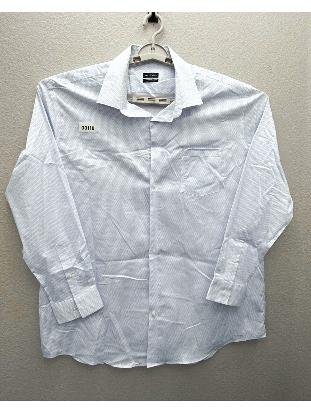 Van Heusen Ultra Wrinkle Free Tall Fit Stretch Geometric Dress Shirt 18.5 35/36